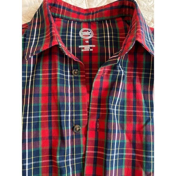 Wonder Nation Classic Red Plaid Long Sleeve Button Down Collared Shirt Size 12 - Picture 2 of 6